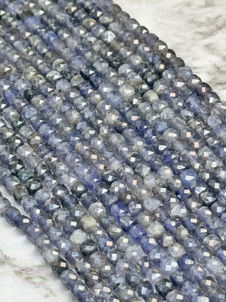Iolite Faceted Cube Beads Strand - 4mm