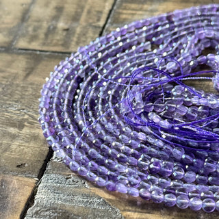 Faceted Flat Round Amethyst Bead Strand - 4x2mm