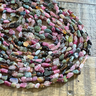 Watermelon Tourmaline Nugget Bead Strand - 4-9mm