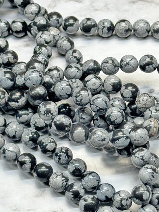 Snowflake Obsidian Beads Strand - 8mm