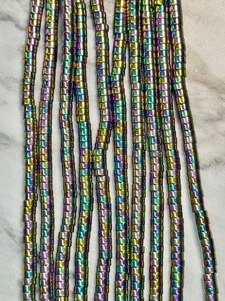 Hematite Heishi Beads Strand - 4x2mm - Rainbow - Antique Gold