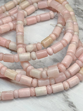 Pink Opal Column & Rondelle Beads Strand - 8x6mm & 6x3mm