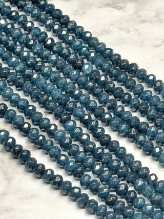 Jade Faceted Rondelle Beads Strand - 4x3mm - Various Colors