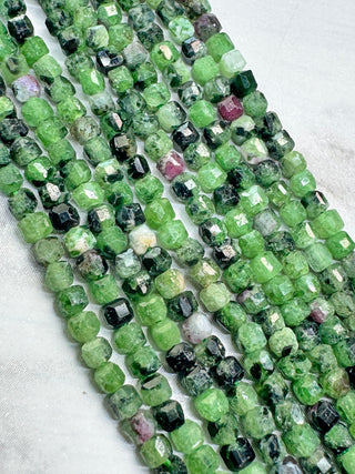 Ruby in Zoisite Faceted Table Cut Cube Beads Strand - 2mm
