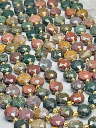 Ocean Jasper Faceted Coin Beads Strand - 8mm