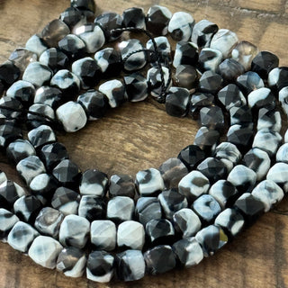 Faceted Fire Crackle Agate Cubes - 6mm