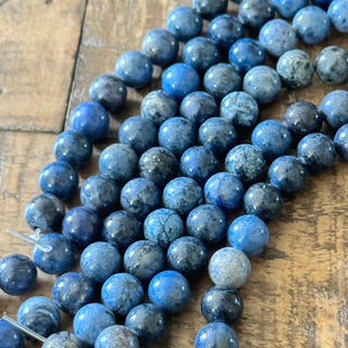 Grade A Dumortierite Quartz Bead Strand- 6mm - 8mm