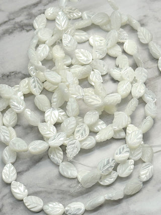 Trochid Shell Leaf Beads Strand - 9mm