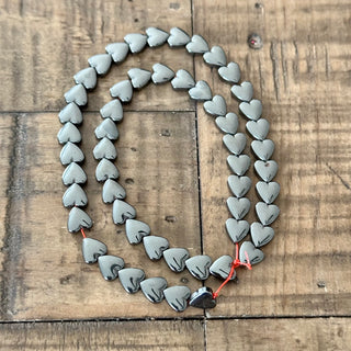Electroplated Hematite Heart Bead Strand  - 8mm