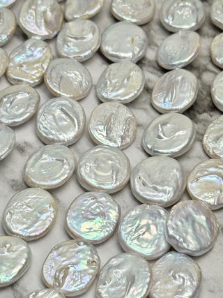 Keshi Flat Oval Pearl Beads Strand - 16-25mm