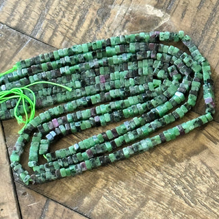 Ruby in Zoisite Square Beads - 4mm