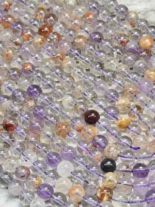 Purple Phantom Quartz Beads Strand - 6.5mm