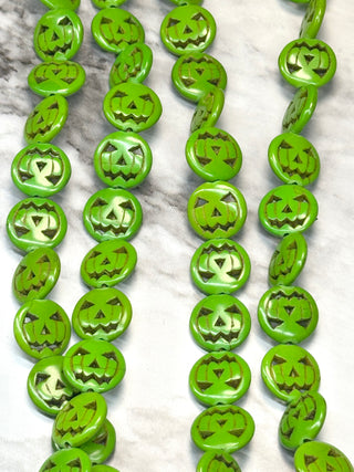 Green Howlite Pumpkin Bead Strand - 15mm