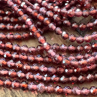 Grade AA Faceted Garnet Bead Strand - 3mm
