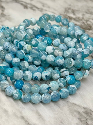 Fire Crackle Agate Beads Strand - Blue - 8mm