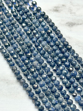 Sapphire Faceted Beads Strand - 3mm