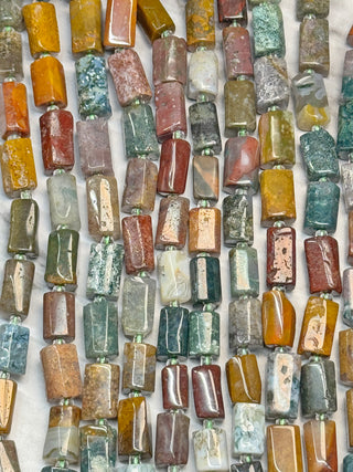 Ocean Jasper Faceted Column Beads Strand - ~12x8mm