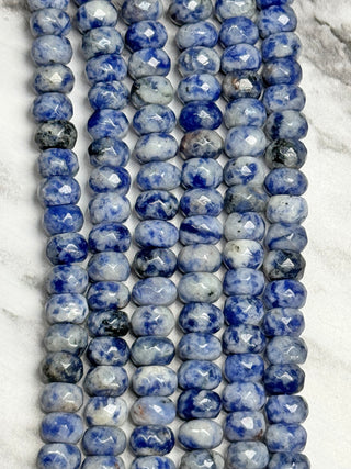 Blue Spot Jasper Faceted Rondelle Beads Strand - 8x5mm