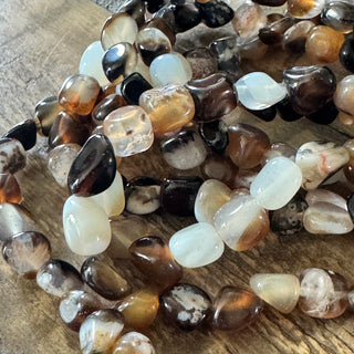 Black Agate Tumbled Stone Bead Strand - 5-7mm