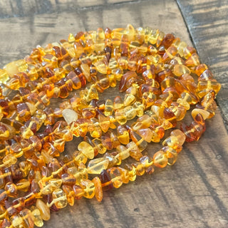 Natural Amber Chip Bead Strand - 4-10mm