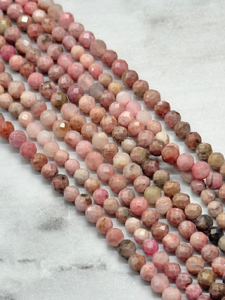 Rhodonite Gradient Color Faceted Beads Strand - 3mm