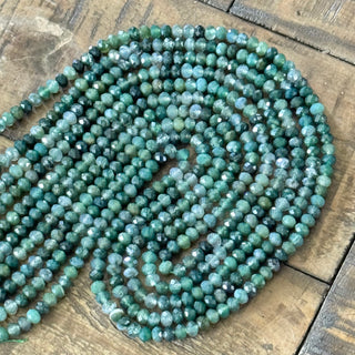 Faceted Rondelle Moss Agate Bead Strands - 4x3mm