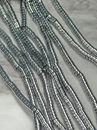 Platinum Tone Hematite Heishi Beads Strand - 4x2mm - 6x2mm