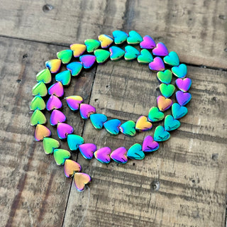 Electroplated Hematite Heart Bead Strand  - 8mm