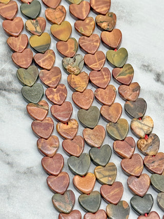 Picasso Jasper Heart Beads Strand - 6mm