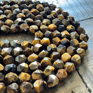 Faceted Star Cut Tiger Eye Bead Strand - 8mm