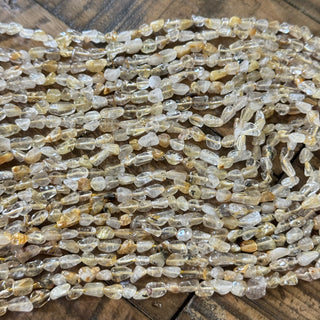 Gold Rutilated Quartz Nugget Bead Strand - 5-9mm