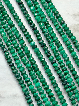 Malachite Faceted Rondelle Beads Strand - 4x3mm