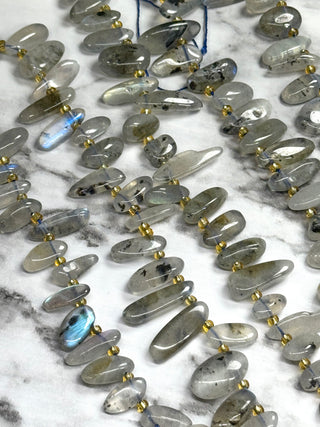 Labradorite Top Drilled Nuggets Beads Strand - 10-20mm