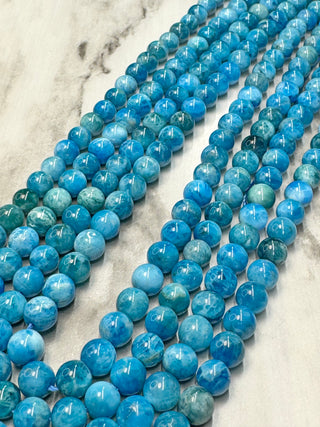 Grade AB Blue Apatite Beads Strand - 6mm