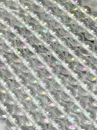 AB Plated Clear Quartz Beads Strand - 6mm - 8mm