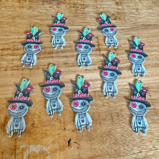 10pc Voodoo Skeleton Acrylic Pendants