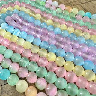 8mm Grade AAA Selenite Round Bead Strand - Various Colors