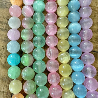 8mm Grade AAA Selenite Round Bead Strand - Various Colors