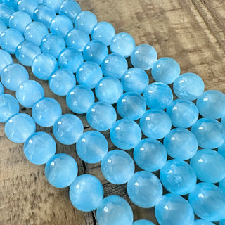 8mm Grade AAA Selenite Round Bead Strand - Various Colors
