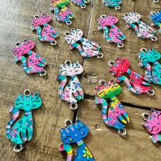 24pc Cat Connector Link Charms - Cute Colors