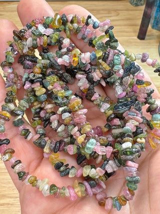 3-6mm Watermelon Tourmaline Chip Bead Strand