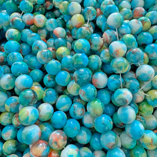 8mm Sea Colored Painted Glass Beads