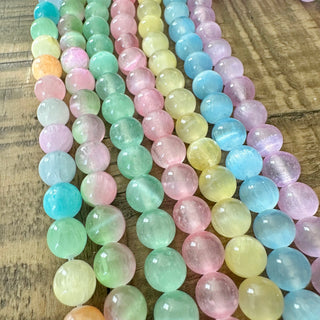 8mm Grade AAA Selenite Round Bead Strand - Various Colors