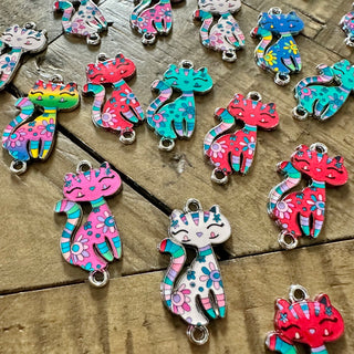 24pc Cat Connector Link Charms - Cute Colors