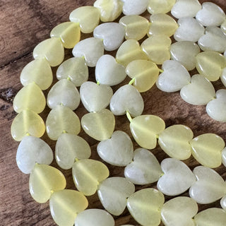 Lemon Jade Heart Shaped Bead Strand - 6mm