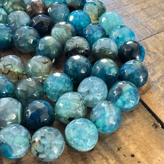 Dragons Vein Agate Faceted Bead Strand - 10mm
