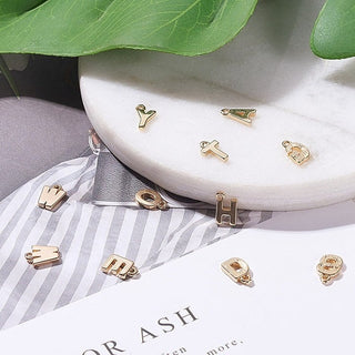 26pc Real 18K Gold Plated Alphabet Brass Charms