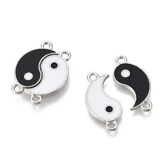 10 Sets Yin Yang Black & White Link Connectors/Friendship Charms 22x10mm