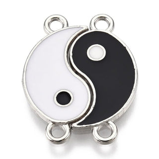 10 Sets Yin Yang Black & White Link Connectors/Friendship Charms 22x10mm