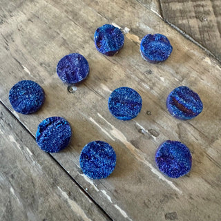 12mm Flat Round/Dome Electroplated Druzy Agate Cabochon